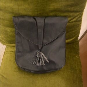 Elegant Leather Navy Tassel Women's Bag